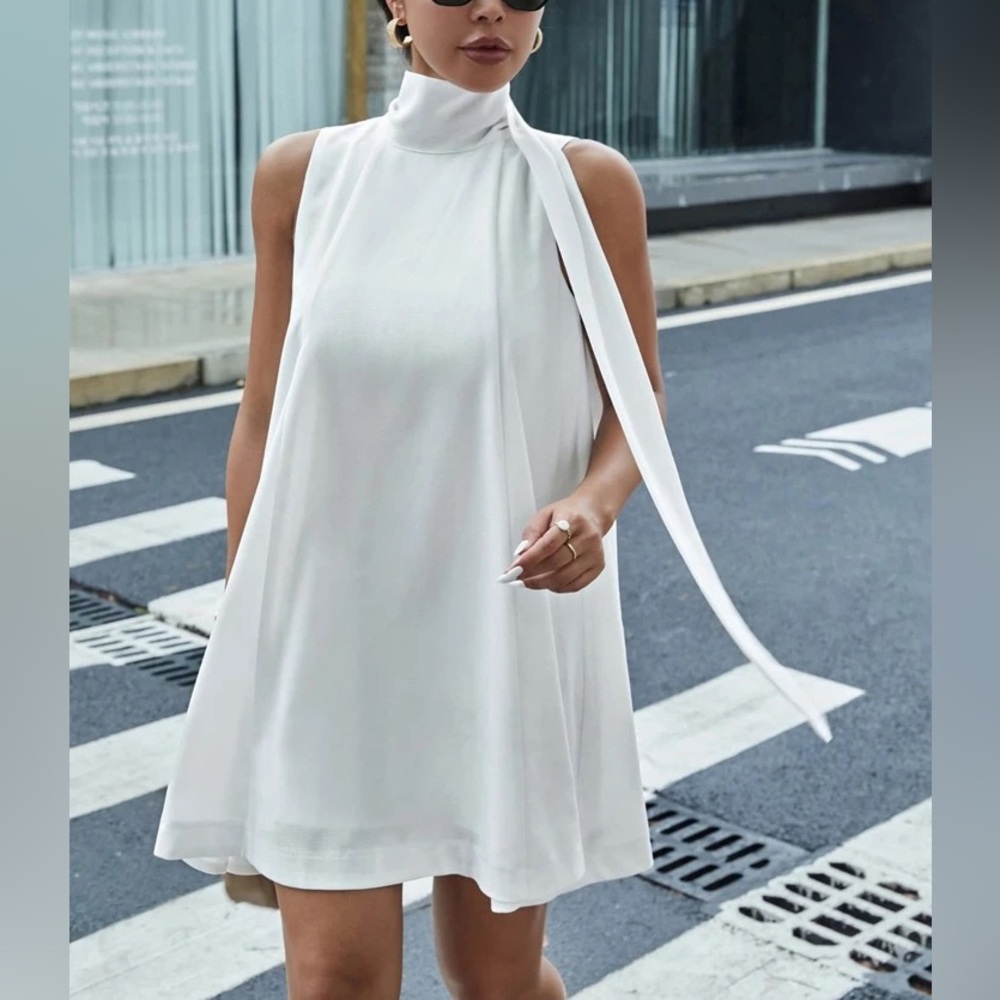 White Halter Dress